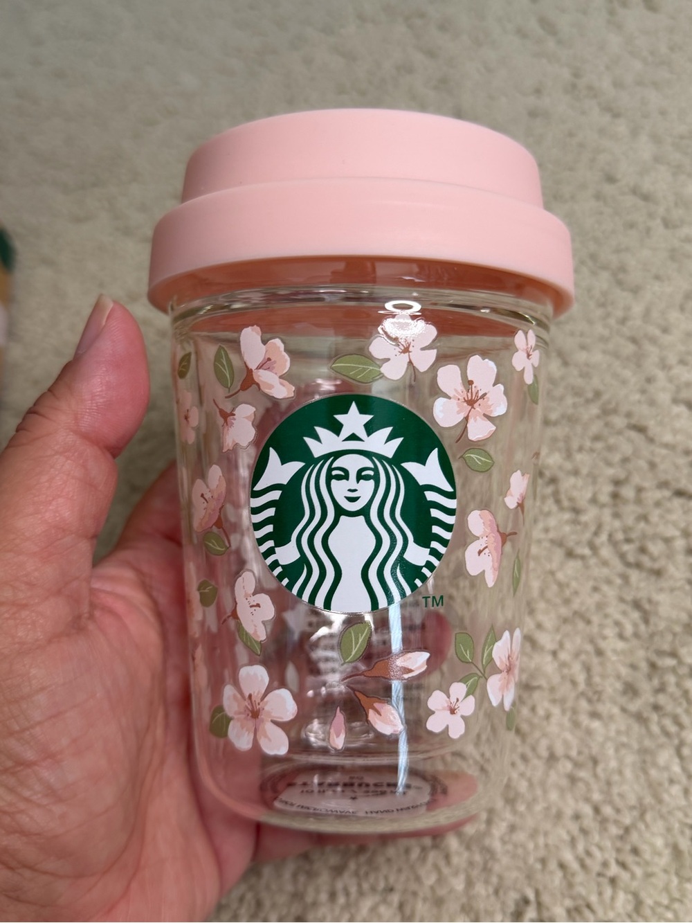 Starbucks Japan 2024 Sakura Cherry Blossom Double Wall Glass Cup 296ml NWT